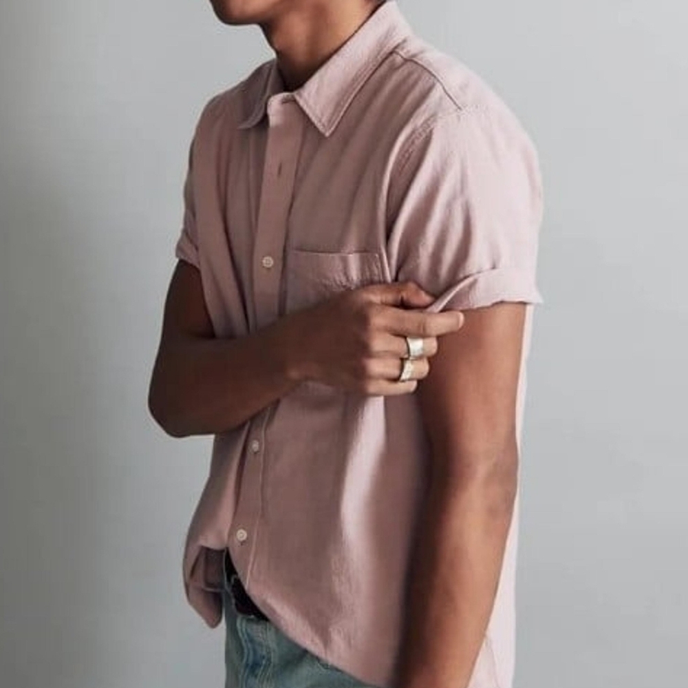 Madewell Perfect Fit Top in Soft Brown XS cotton button down shirt unisex - Picture 6 of 8